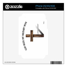 GOD BLESS MY MILITARY MOM with rugged cross Decal For The iPhone 3GS