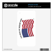GOD BLESS MY MILITARY MOM with US flag iPhone 4S Skins