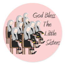 God Bless The Little Sisters Round Stickers