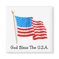 God Bless The U.S.A. - Square Magnet