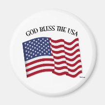 GOD BLESS THE USA with US flag Magnets