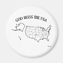 GOD BLESS THE USA with US outline Refrigerator Magnets