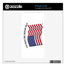 GOD BLESS THIS MILITARY BRAT with US flag iPhone 4 Decals