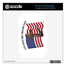 GOD BLESS THIS MILITARY DAD rugged cross & US flag Decals For iPhone 3