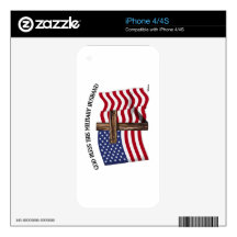 GOD BLESS THIS MILITARY HUSBAND rugged cross & US Skin For The iPhone 4