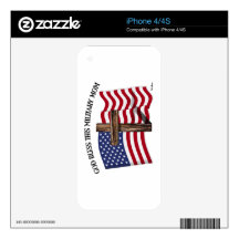 GOD BLESS THIS MILITARY MOM rugged cross & US flag Decals For iPhone 4