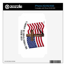 GOD BLESS UNITED STATES OF AMERICA cross US flag iPhone 3 Skins