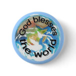 God blesses the world, buttons