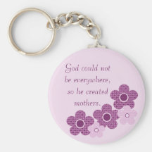 God Created Mothers Flower Keychain, Lavender