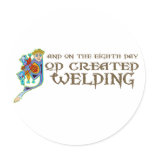 God Created Welding Round Stickers