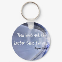 "God > Doctor" keychains