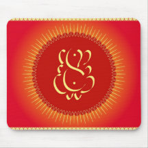 God Ganesha with sun rays Mouse Pads