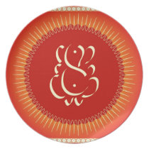 God Ganesha with sun rays plates