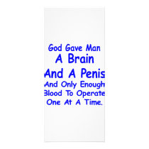God Gave Man Brain & Penis & Only Blood For 1 rack cards by Mustang_Lady God Gave Man Brain & Penis & Only Blood For 1 rack cards