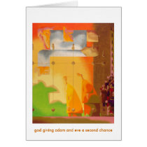 god giving adam and eve a second chance greeting cards