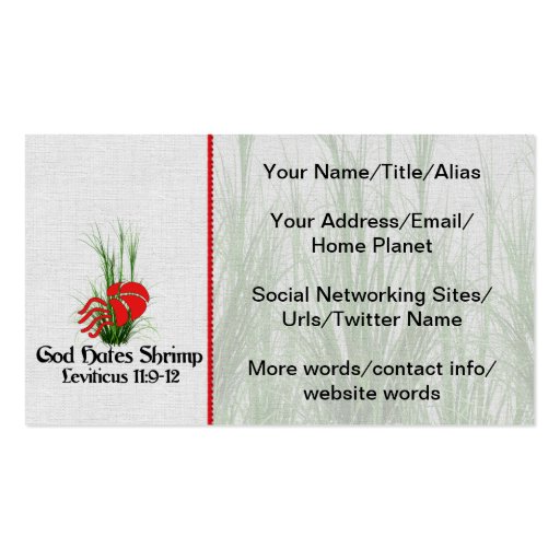God Hates Shrimp Business Cards