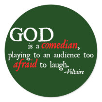 God is A Comedian Round Sticker