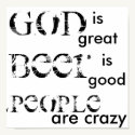 O deus é grande, cerveja é bom, povos é louco pôsteres