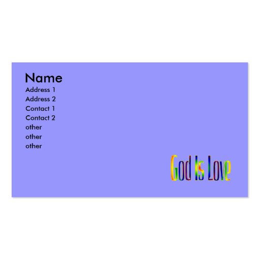 God Is Love Business Card Template (front side)