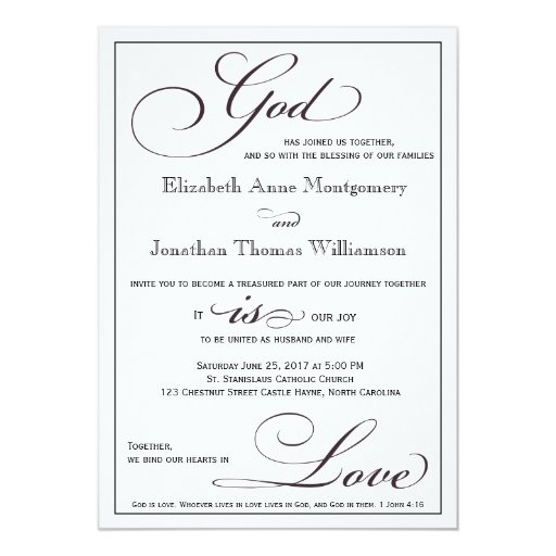God is Love Christian Script Wedding Invitation Zazzle