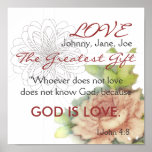 God Is Love, The Greatest Gift Personalized Poster