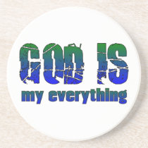 God is my everything Christian saying coasters