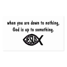 God is up to something Jesus fish business cards