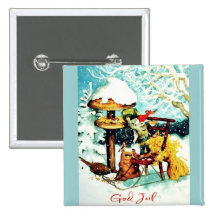 "God Jul!" Gnome with Bird feeder Pin