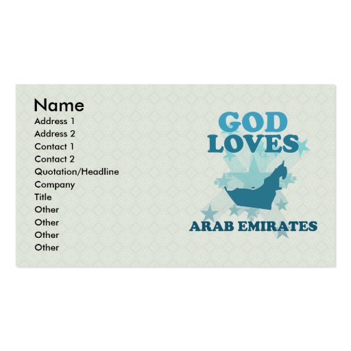 God Loves Arab Emirates Business Cards (front side)
