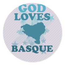 God Loves Basque Round Stickers