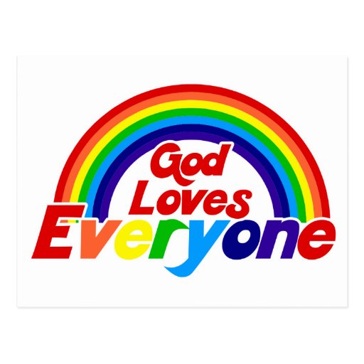 God Loves Everyone Gay Rainbow Post Card
