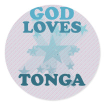 God Loves Tonga Round Stickers