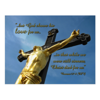 God Loves You Romans 5:7-8 Bible Verse Postcard