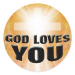 God Loves You Round Stickers