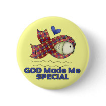 God Made Me Special Autism Fish Symbol buttons
