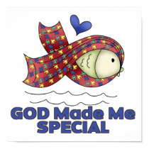 God Made Me Special Autism Fish Symbol posters by doonidesigns God Made Me Special Autism Fish Symbol posters