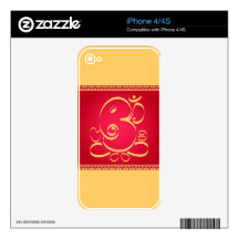 God  Om Ganesha on red iPhone 4 Decal