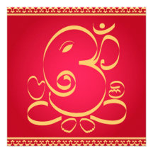 God Om Ganesha on red Personalized Invites