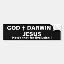 GOD PLUS DARWIN = JESUS BUMPER STICKER