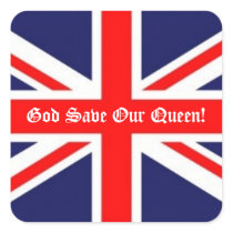 God Save Our Queen!-British Flag Square Stickers
