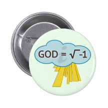 God = Square Root of -1 Pin-Back Button