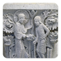 God telling Adam to work the land Square Stickers