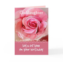 GODDAUGHTER Birthday with Pink Rose and Lace Trim cards