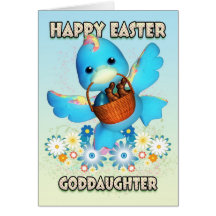 Goddaughter Easter Card - Cute Duck With Basket Of