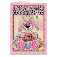 Goddaughter Easter Card - Easter Bunny & Easter Eg