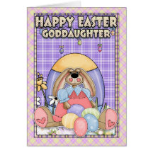 Goddaughter Easter Card - Easter Bunny & Easter Eg