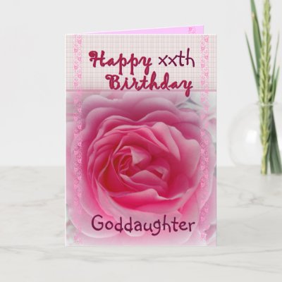 GODDAUGHTER - Happy xxth Birthday - Pink Rose Card by JaclinArt