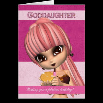 Goddaughter Trendy Birthday Girl Greeting Card cards