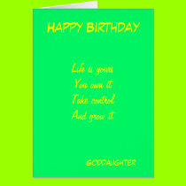Goddaughter's motivational birthday greeting cards cards