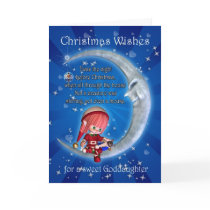 godddaughter, night before Christmas with elf an Greeting Cards